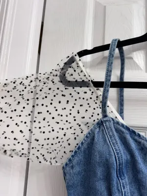 Missguided denim dress with lace sleeves thumbnail 2