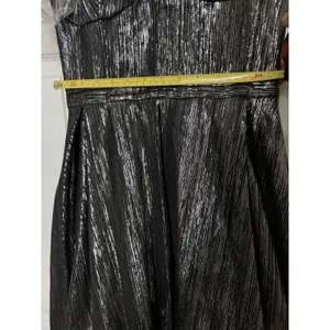 GB Women's 3 Silver Black Metallic Pleated Sweetheart Maxi Long Formal Dress thumbnail 9