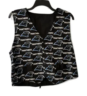 Carolina Panthers Vest Women Size M/L Black NFL Football Button Front thumbnail 1