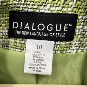 Dialogue Linen Blend Tweed Button Front Coat Spring Jacket Women's Size 10 Green thumbnail 7