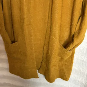 89th Madison Long Open Front Cardigan Sweater w front pockets Size L. Mustard thumbnail 4