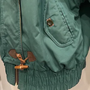 Y2K 90s London Fog Green Thinsulate Bomber Jacket Faux Fur Hood Toggle Womens M thumbnail 6