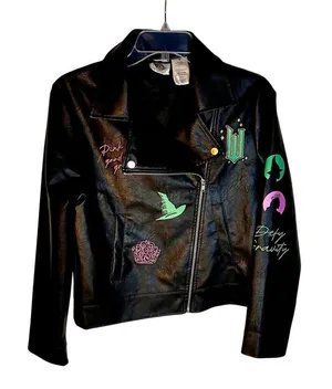 Wicked Glinda Alphaba Faux Leather Moto Jacket Size Small thumbnail 1
