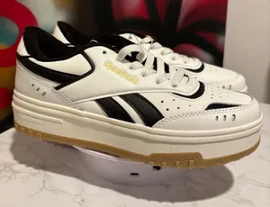 Reebok Club C Double Geo Platform Sneakers White Black Gum thumbnail 1