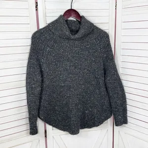 Free People Dylan Tweedy Cowl Neck‎ Wool Blend Sweater Black XS Boho Grunge thumbnail 8