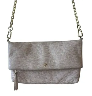 Tory Burch Pebbled Leather Foldover Crossbody‎ Tan Chain Bag thumbnail 1