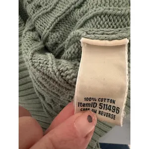 L.L. BEAN Cable Knit Button Cardigan Size Medium Green Fisherman‎ Chunky Preppy thumbnail 5
