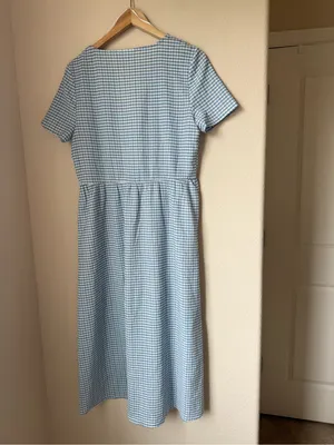 Vila Gingham Checked V-Neck Short Sleeve Midi Dress Size M thumbnail 2