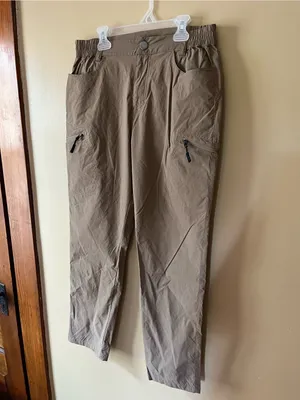 Women's Taupe Cargo Utility Pants with Zip Pockets thumbnail 3