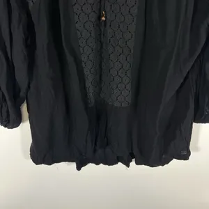 Free‎ People Women Moon River Peasant Crochet Top Size M Festival Boho Black thumbnail 3