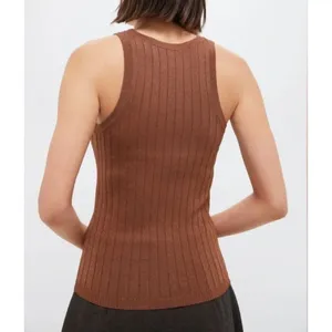 Tuckernuck Ari Knit Tank Top Bronze Brown Metallic Viscose Poly Nylon Medium thumbnail 2