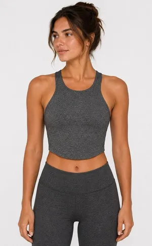 FIVE XS Gray Racerback Crop Tank Activewear Gym Yoga Fitness Top thumbnail 1