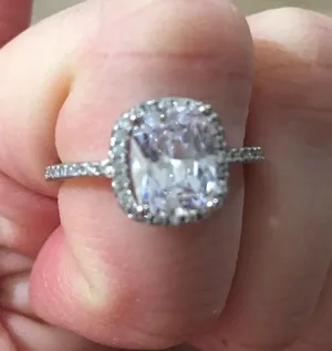 Cushion 3Ct Diamond square 925 logo silver ring engagement bridal 4 5 6 7 8 9 10 thumbnail 8