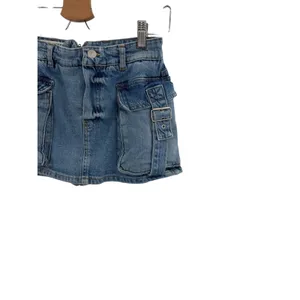 Free‎ People Denim Cargo Mini Skort Utility Pocket Buckle Blue Size 25 thumbnail 5