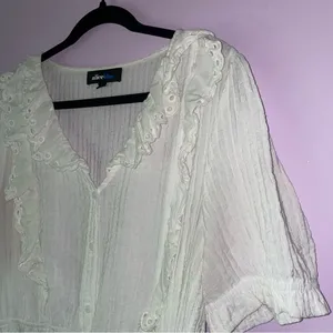 Alice Blue Size XL White Ruffle Blouse Top Coquette Cottagecore Soft Girl thumbnail 2