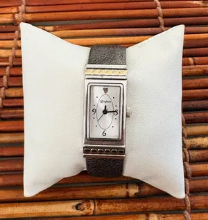 Brighton Two-Tone Rectangular Women's Watch with Gray Strap Needs Battery thumbnail 1