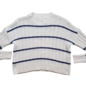 Aeropostale Striped Knit Sweater Womens XS White Blue Preppy thumbnail 9