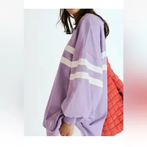 NEW FREE PEOPLE | FP Movement‎ Post Up Lilac Layer Oversized Shirt S/P thumbnail 2