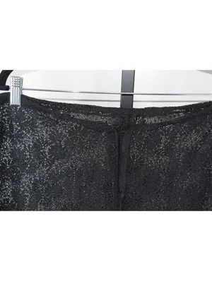 Unbranded Sheer Lace Wide Leg Pants, Black Floral, One Size (up to 44" waist) thumbnail 5