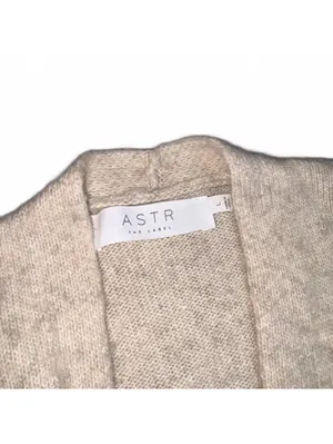 ASTR The Label $80 Wool Tri-Blend Woman’s Large Beige Pleated Wrap Sweater S thumbnail 3