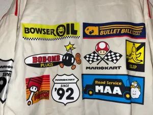 Nintendo Brand New Mario Kart Racing Jacket Large Cream Graphic Bomber thumbnail 9