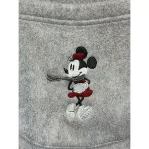 Disney Store Fleece Jacket Womens L Light Gray Mickie & Minnie Button Disneyland thumbnail 3