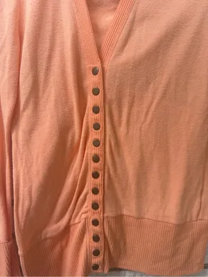 Zenana Outfitters Peach V-Neck Button Cardigan thumbnail 5