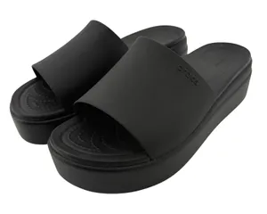 Crocs Brooklyn Slide Low Wedge Sandal Black Women 8 Platform Y2K Slip On Chunky thumbnail 1
