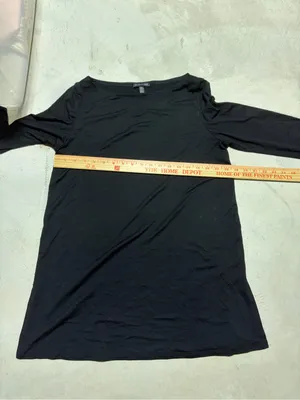 EILEEN FISHER Black Long-Sleeve Crewneck Top small thumbnail 3