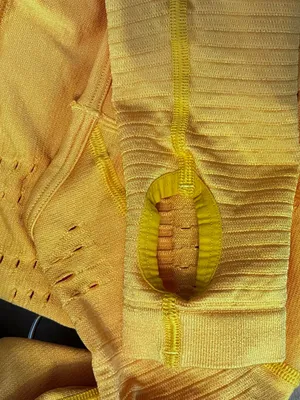 Gymshark Vibrant Yellow Gold Flawless Knit Long Sleeve Eyelet Athletic Crop‎ Top thumbnail 5