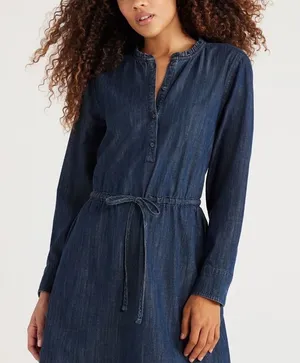 Free Assembly Women’s Denim Ruffle Neck Mini Dress thumbnail 1