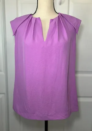 Banana‎ Republic Purple Cap Sleeve Top Pleated Neck Size XS thumbnail 1