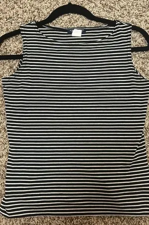 SML Sport Vintage Black And White Striped Tank, Wool, Full Coverage thumbnail 1
