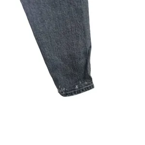 Levis Premium‎ 501 Jeans Women 27x 28 Black Denim Button Fly Straight Distressed thumbnail 5