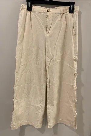 Anthropologie - Find Me Now Linen Blend Wide Leg Seam Pants Size Medium thumbnail 1