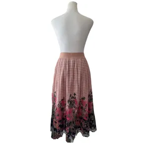 Metrowear Pink Floral Print Elastic Waist A-Line Midi Skirt thumbnail 7