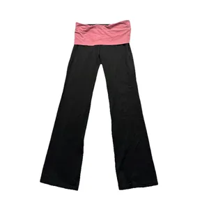 Y2K Victoria's Secret PINK Yoga Vintage Foldover Leggings Pants Flare S Black thumbnail 2