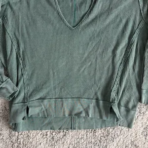 Free People We The Free Oversized Thermal Waffle Knit Top Size XS Light Green thumbnail 3