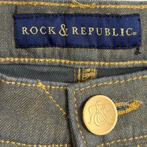 Rock & Republic Grey Gold Metallic Shimmer Skinny Jeans Womens‎ Size 8 thumbnail 2