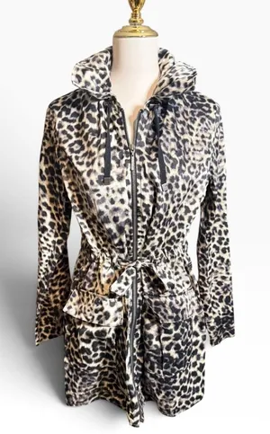 Dana Buchman Leopard Print Hooded Utility Jacket Tan Black Size M Rainjacket thumbnail 1