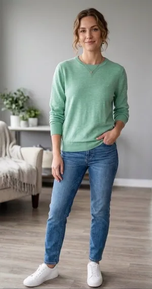 J. Crew Green Pullover Crewneck Preppy Casual Sweater Size Medium. thumbnail 1
