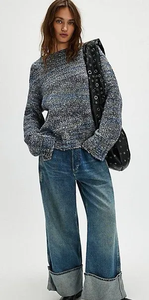 NWT Free People Cotton Candy Sweater Blue Medium thumbnail 1