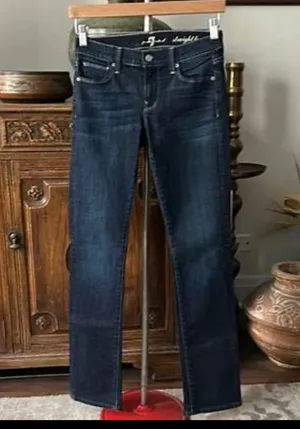 7 For All Mankind Blue Straight Leg Jeans thumbnail 1