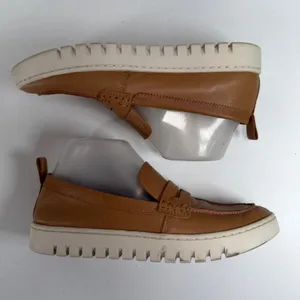 Vionic 7.5 Uptown Leather Penny Loafer Tan Platform Comfort Walking Preppy Shoe thumbnail 3