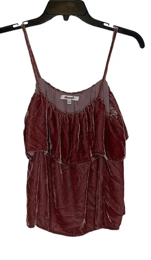 Madewell‎ Womens Spaghetti Strap Tank Top Size XXS Silk Blend Velour Tiered thumbnail 1