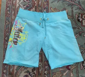 Juicy Couture Pam & Gela Sweat Shorts Distressed Blue Women's Medium thumbnail 1