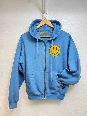 Blue smiley face aviator nation zip Sz XS thumbnail 2
