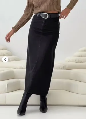 Princess Polly black denim midi skirt thumbnail 1