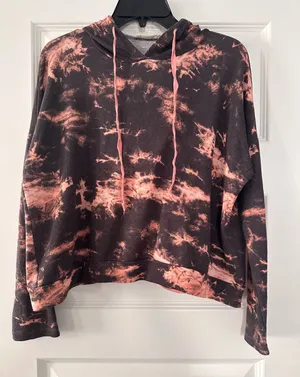 Ginger G Faded Black and Light Pink Tie-Dye Cropped Hoodie thumbnail 1