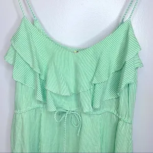 Free People Flutter Away Green Stripe‎ Ruffle Dress Size S thumbnail 8